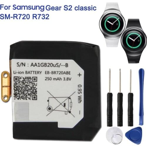 Samsung Original EB-BR720ABE Battery For Samsung Gear S2 classic SM-R720 R720 R732 Smart Watch Battery 250mAh