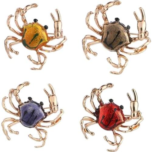 Cute Multipurpose Women Crab Shape Enamel Brooch Pin Shirt Sweater Neck Clip Backpack Badge