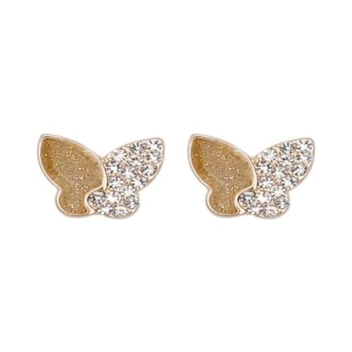 Golden Bling Starry Shining Clear Crystal Butterfly Alloy Stud Earrings For Women Jewelry Accessories