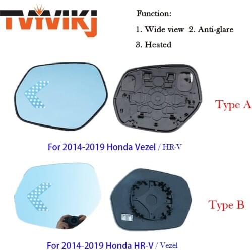1 pair Side rearview mirror blue glass lens with LED indicator For HONDA Vezel HR-V HRV 2015-2018 Wide Angle View anti glare