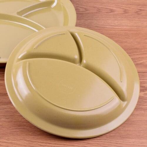 10 Inch Color Round Divided Plates,Melamine Tray Plate,Stackable,Imitation Porcelain 3 Grid Fast Food Plate