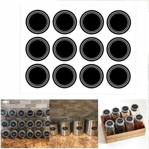 12 Round Shape Label Stickers Mark Spice Jar Stickers Cooks Labels Spice Sticker Home Spice Blackboard Label Sticker Bottle O0F3