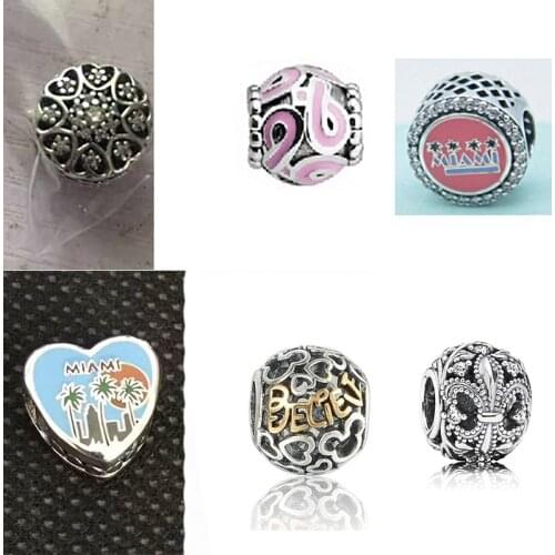 2020 New Fashion 925 Silver Florida Exclusive Beach Sunset Miami Palm,Fleur-de-Lis CharmTree DIY Original Women Jewellery Gift