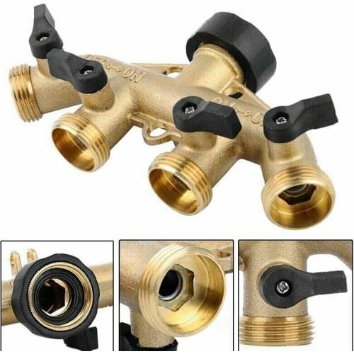 3/4Inch Garden Hose Splitter 4 Way Tap Hose Connector Water Distributor Switch Valve For Flower Plants Watering Hose Splitter