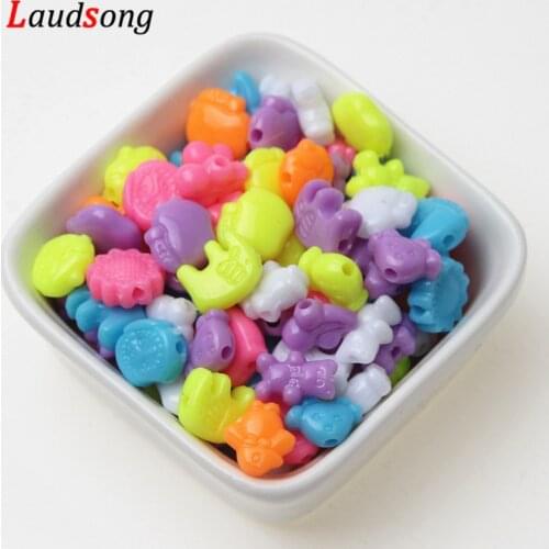 30g/lot Colorful Mixed Cartoon Style Plastic Small Beads Beads for Kids Jewelry making Bracelet DIY