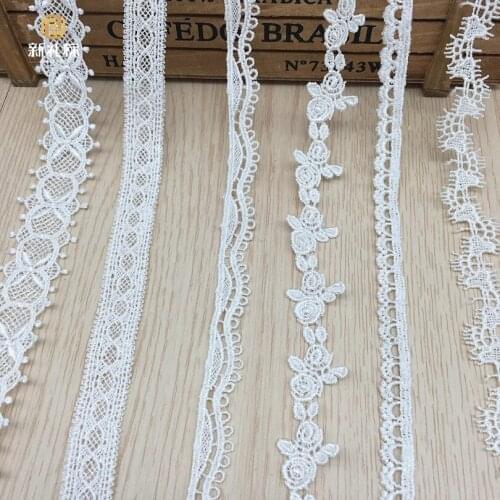 60yards White Lace Trim Applique Cord Lace Fabric Sewing Accessories High Quality African Lace Trimming Ribbon Cinta Bbordada