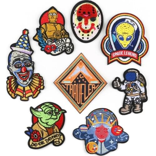 Garment Appliques New Iron Embroidered Patches Clown Elephant Astronaut Decorative Diy Stickers