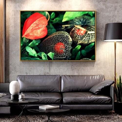 Artcozy Oil Canvas Painting physalis_flowers_box_green_grid For Home Decoration Wall Art