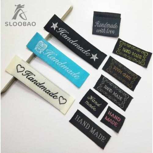 BagShoesClothingFur100PcsArtworkWovenLabelGarmentClothingTagsOrLeatherDiyHandmadeLabelsSewingFreeShippingBabyLothing