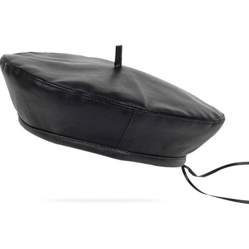 2019 autumn and winter new leather beret ladies winter flat hat fashion autumn and winter hat