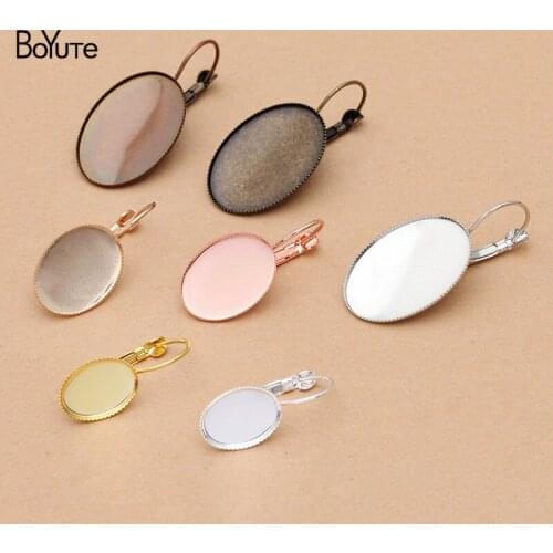 BoYuTe (50 Pieces/Lot) Oval 10*14MM 13*18MM 18*25MM Cabochon Earring Base Blank Tray Settings Diy Jewelry Accessories