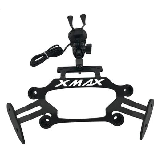For Yamaha XMAX300 400 125 250 2017-2020 Motorcycle Phone USB Stand Holder Bike Bicycle Mobile Phone 3.5-6inch GPS Plate Bracket
