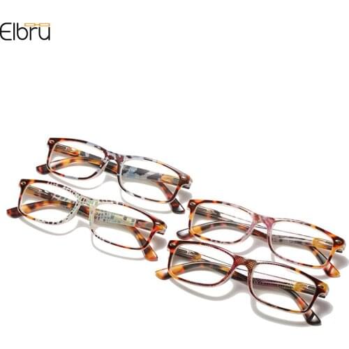 Elbru Fashion Anti-Blue Light Reading Glasses Urltra-Light Eye Protection Women Print Elegant Presbyopia Eyeglasses With+1to+4
