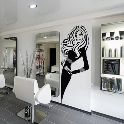 Pretty woman Stylist Wall Decal Hair Salon Beauty Master Barber Vinyl Sticker Hairstyle Barbershop Decor Girl Bedroom EA116