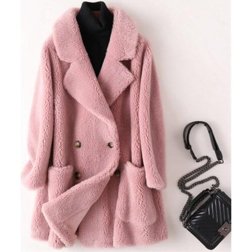 Jacket Female Loose Outerwear Overcoat Coat Women Cashmere Fur Coat 2021 New Winter Fashion Double Breasted Thick Warm Long Fur