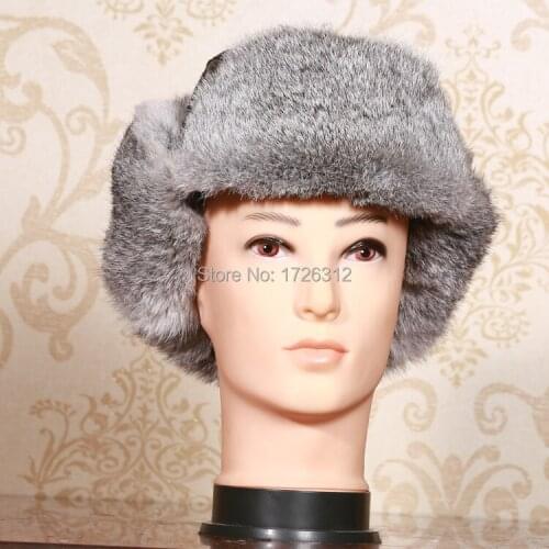 Ski cap is natural outdoor winter thickening male skin hat man hat code rabbit fur hat man wet cotton padded cap