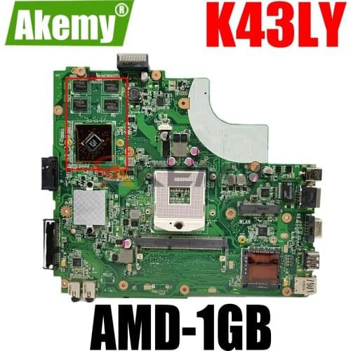 AKEMY K43LY Laptop Motherboard For ASUS K84LY K43L Original Mainboard AMD-1GB