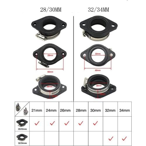 Motorcycle carburetor adapter inlet rubber tube mat fit in pwk 21/24/26/28/30/32/34mm carburetor utv atv dirt bike pit