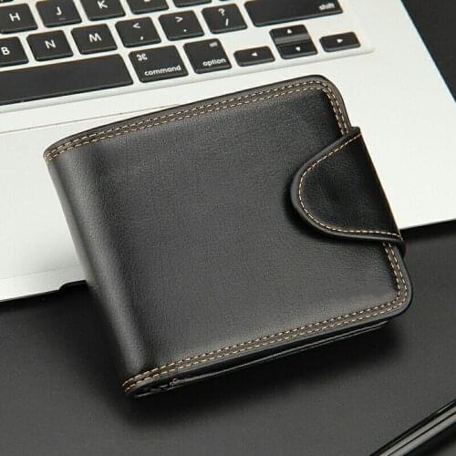 New PU Leather Men Wallets Short Design Brown Card Holder High Quality Male Purse Vintage Coin Holder Black Men Wallets