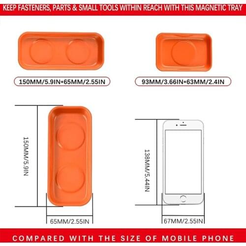 6pcs Magnetic Tray Set Stainless Steel Heavy Duty Magnet Trays for Socket Screw Nuts Bolts Metal Parts Holder for DIY Handyman