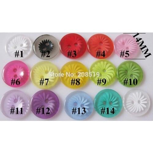 NB0207 Fancy buttons for Kids Flower Pattern 200pcs/lot 14mm Round Resin Plastic Botoes Sewing Supplies