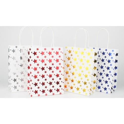 10pcs Star Kraft Paper Bag Candy Cookie Packaging Bag Christmas Baby Shower Mariage Wedding Gifts For Guests Party Gift Bag