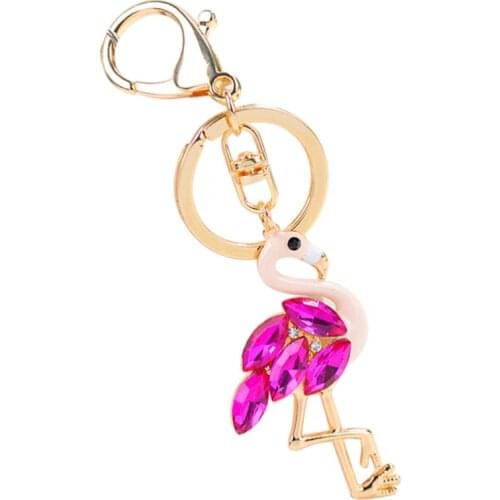 Rosy Delicate Design Keychains Rhinestone Key Rings Pendant Fashion Key Holder Craft Hanging Ornaments Gift for Woman