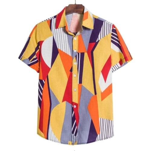 2020 Summer Men Printed Loose Short Sleeve Casual Buttons shirt hawaiian shirt camisa masculina streetwear chemise homme