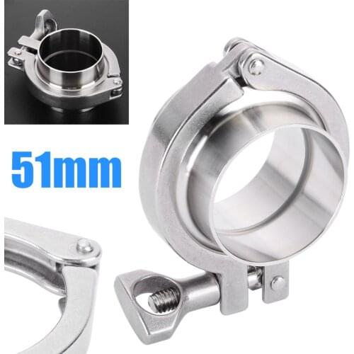 Stainless Steel 19mm-51mm 2pcs Sanitary Pipe Weld Ferrule + 1 Tri Clamp + 1 PTFE Gasket Set Mayitr Hot Selling