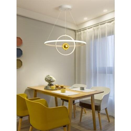 Nordic Creative Ring Pendant Lights Restaurant Modern LED Aluminum Dining Room Living Room Lamp Clothing Shop Table Lighting