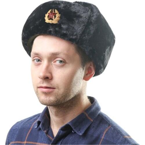 Soviet Russian Ushanka Hats Ear Flap Winter Windproof Trooper Bomber Hat for Hunting Hiking Cycling Ice River Sea Fishing