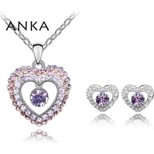 Wedding Accessories Jewelry Sets Luxury Showy Heart Crystal Inlay Necklace Set Crystals from Austrian Free Shipping #87243