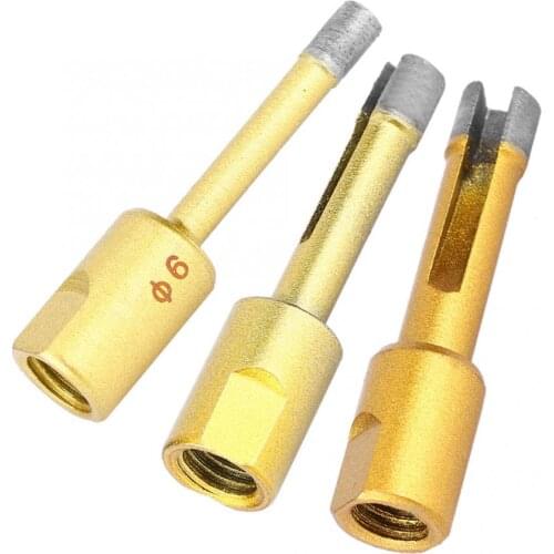 5Pcs 6/8/10mm Angle Grinder Hole Saw Opener M10 Female Thread Diamond Drill Bit For Marble Tile Jade Granite Glass Ceramic Stone