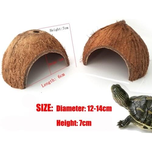 Reptile Hiding Cave Nest Natural Coconut Shell Creeping Small Pet House Shell Reptile Shelter Lizard Turtle Reptile Hide Habitat