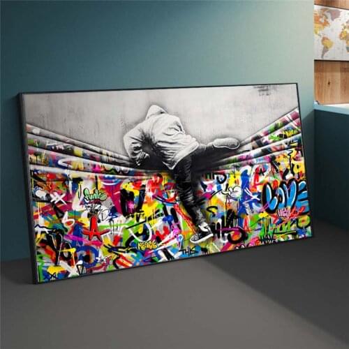 Street Graffiti Art Behind The Curtain Canvas Painting Wall Art Posters Prints Wall Pictures for Living Room Home Cuadros Decor