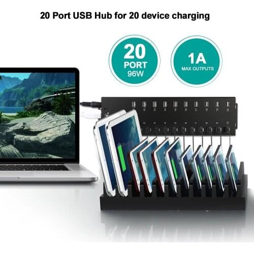 Universal Mobile PHONES 20 Ports USB 2.0 Industrial Grade USB Hub Charger with built-in power supply support mobile phone flash