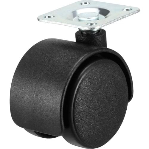 Uxcell Swivel Caster Wheels 1 Inch Nylon Top Plate Mounting Caster Twin Wheel Black, 4 Pcs 1.5inch no Brake 4x
