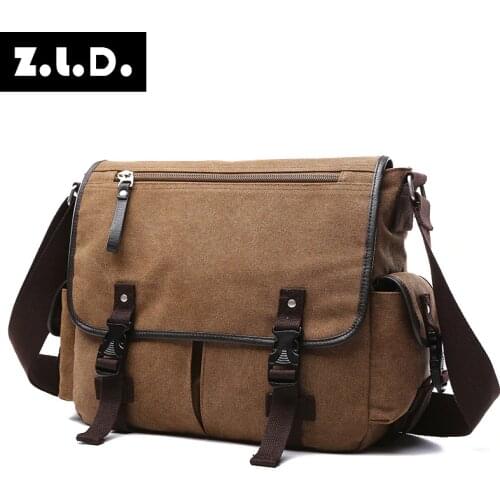 Z.l.d. brand designer canvas bag casual fashion shoulder bag student school bag business briefcase computer bag messenger bag