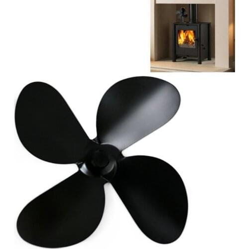 Aluminum Alloy Fireplace Fan Blade 4-blade Heat Powered Fan Blade Replacement Easy to Use Fireplace Fan Accessories