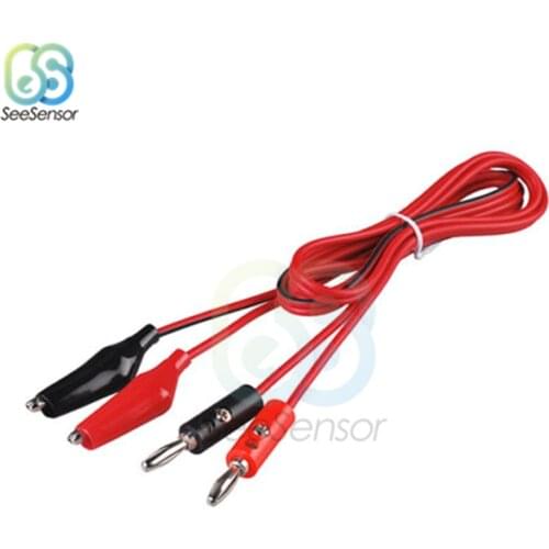 1M 100cm Alligator Cilp to AV Banana Plug Test Cable Lead Connector Dual Tester Probe Crocodile Clip for Multimeter Measure Tool