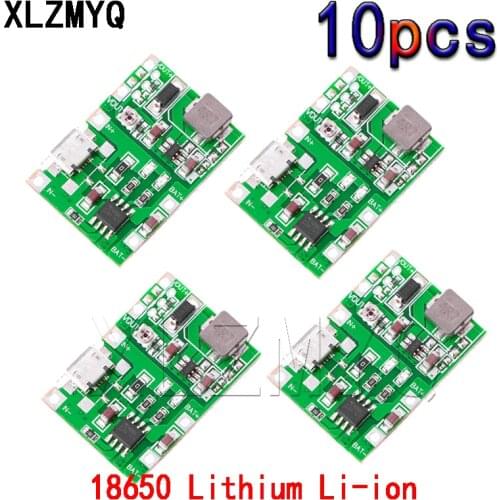 10pcs NEW 18650 3.7V 4.2V Battery Charger Board Lithium Li-ion DC-DC Step Up Boost Module TP4056 DIY Kit Parts