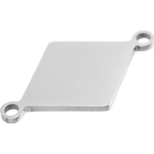 Risul Diamon with 2 Looped Ends connector pendant blank charm steel/gold color mirror polish Stainless steel high quality 10pcs