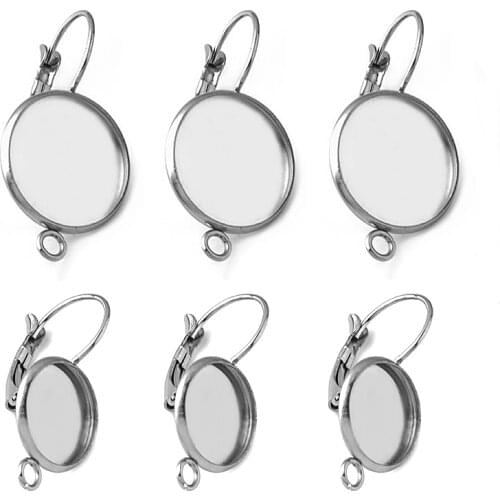 10pcs stainless steel Band loop French Lever Back Earrings Blank Base fit 10 12 16 18 20mm glass cabochons DIY Jewelry Findings