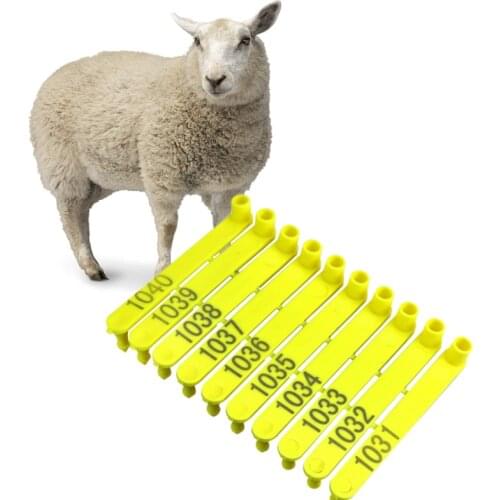 100pc Sheep Goat Hog Cattle Cow Yellow Ear Tag Pliers Ear Laser Typing Plastic Head Earrings For Farm Animals Idetification Card