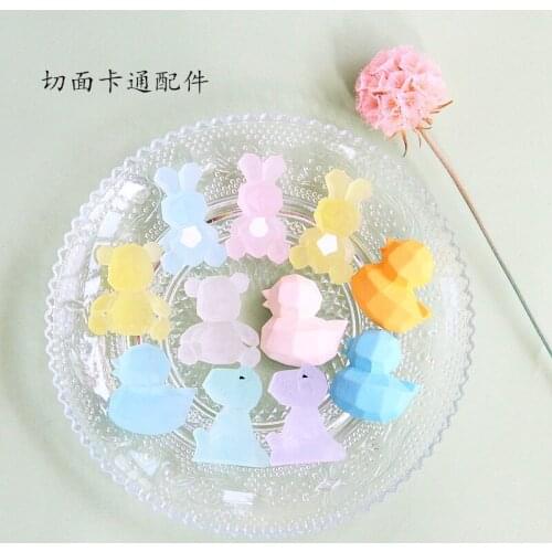 20Pcs Cartoon 3D Transparent Rabbit Bear Duck Flatback Resin Cabochon Embellishment for Scrapbooking Hair Phone Case Accessories