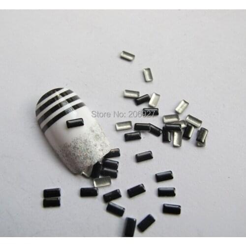 200pcs Cute S-67 2*4mm Nail Art Black Rectangle Metal Stud Nail Art Decoration