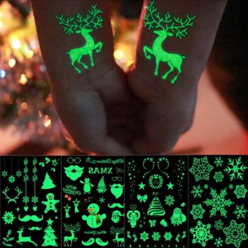 21x15cm Christmas decorations for home Luminous Tattoo Sticker Christmas snowflake Waterproof glowing Tattoo Stickers Navidad