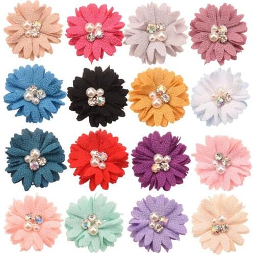 288PCS 2inch Boutique Flower Pearl Rhinestone Cluster Hair Flower Hair Accessories for Baby girls Hairclip Hairbow Barrettes