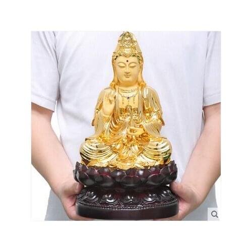 36CM tall # Buddhism HOME Safety Health luck Talisman #office shop efficacious Protection gilding Guanyin Bodhisattva Buddha