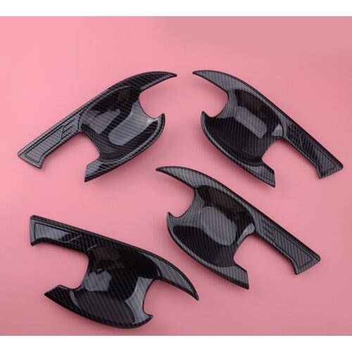 CITALL 4Pcs Carbon Fiber Style Exterior Door Handle Bowl Cup Cover Trim Panel ABS Fit for Toyota RAV4 2019 2020